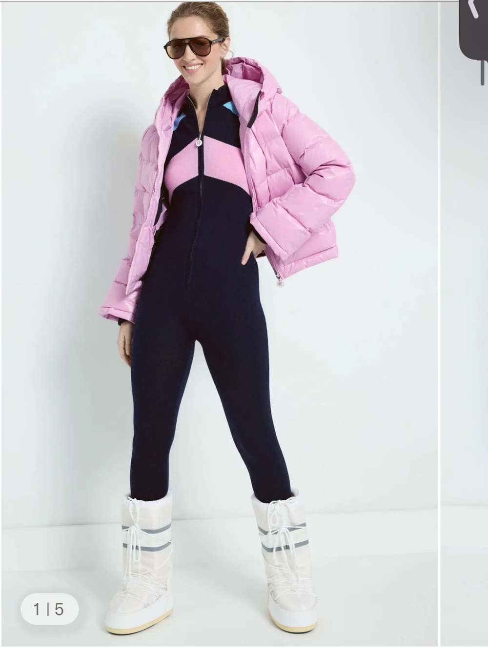 Navy & Pink Zip-Front Women's Jumpsuit